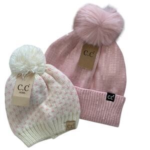 New! 2 Piece Set One For Mom One For Daughter Pom Pom Beanie (K0061)